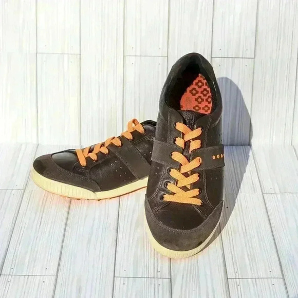 ECCO Men's Golf Shoes Size 42 Brown Leather Hydromax Excellent Condition - Picture 1 of 12
